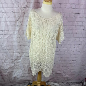 miss love cotton crochet lace dress coverup size med/large
